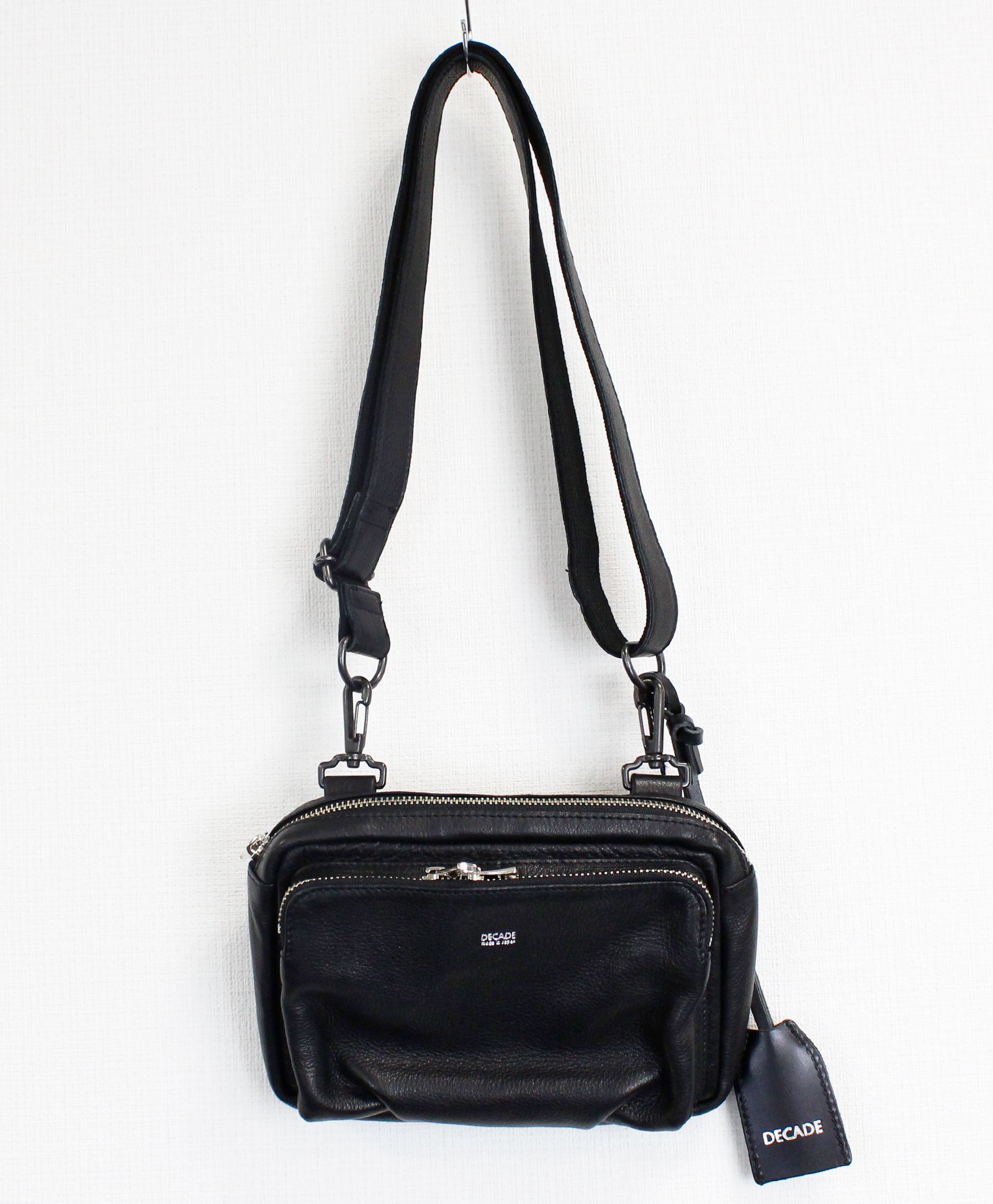オイルドカウレザー・ミニショルダーポーチバッグ / Oiled Cow Leather Mini Shoulder Bag BLACK