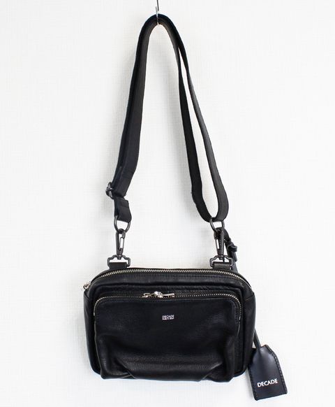 オイルドカウレザー・ミニショルダーポーチバッグ / Oiled Cow Leather Mini Shoulder Bag BLACK