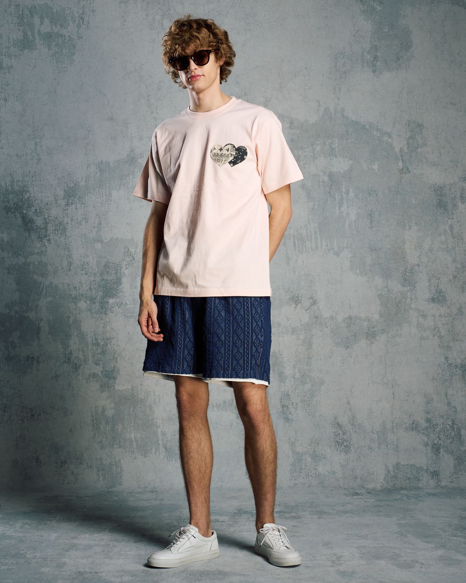 ☆先行予約☆ バンダナ パネル TハートTシャツ / bandana panel heart T / PINK[7402 cj51i]