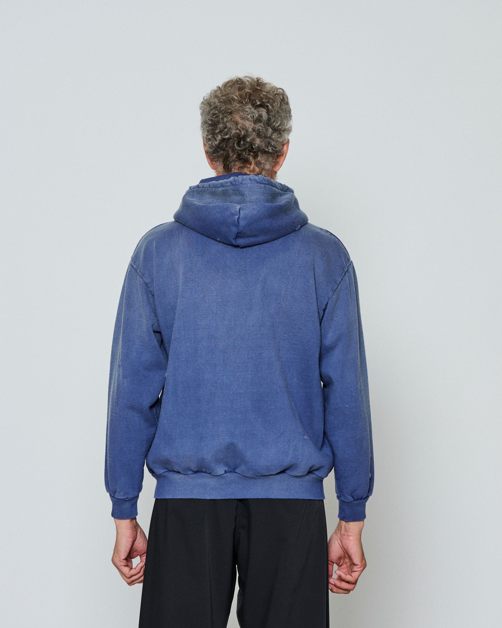 ☆先行予約☆  ダメージフーディー / パーカー / Damaged Hooded Sweatshirt / FADED NAVY 【DH2502】