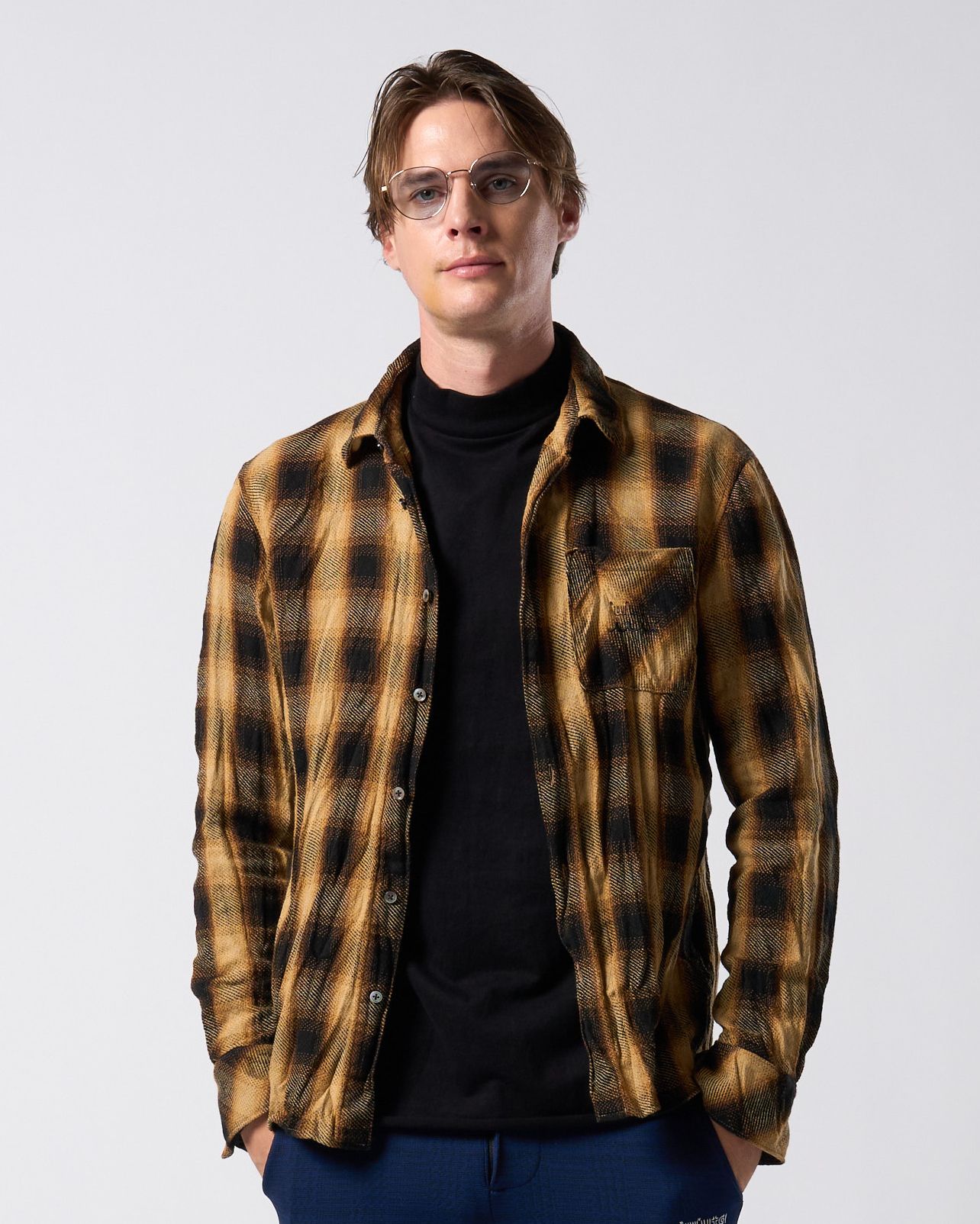 ☆先行予約☆ muta × wjk  / シワ加工チェックシャツ / twist wrinkle check shirt / YELLOW CHECK [401 mw10j]