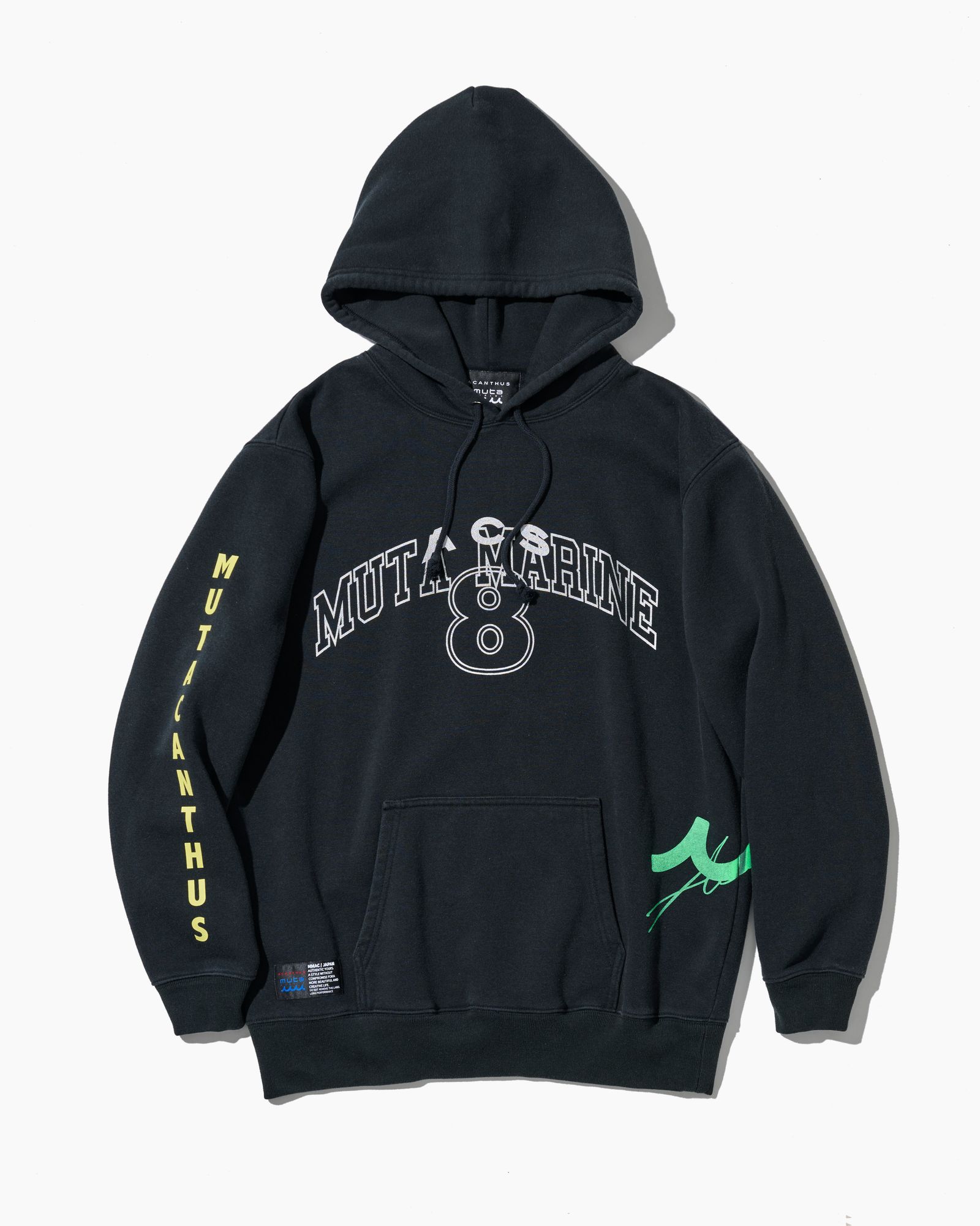 ☆先行予約☆ muta MARINE × ACANTHUS / テストプリントフーディー /パーカー / Test Print Hooded Sweatshirt / BLACK 【MA2656】