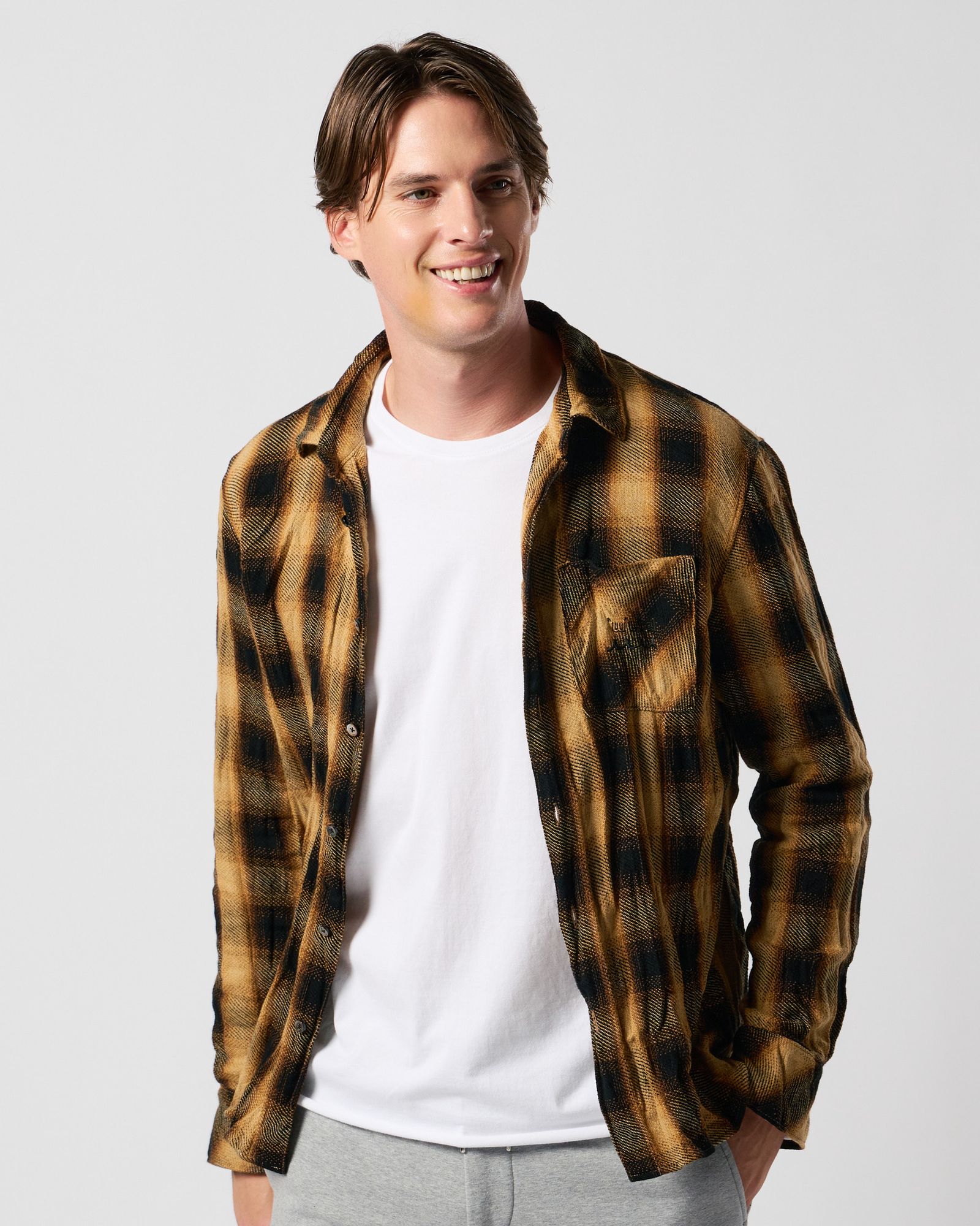 ☆先行予約☆ muta × wjk  / シワ加工チェックシャツ / twist wrinkle check shirt / YELLOW CHECK [401 mw10j]