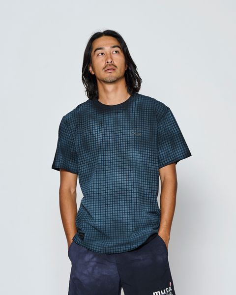 ☆先行予約☆muta MARINE × ACANTHUS  / グリッド柄プリントTシャツ /  Grid Print Tee / BLACK【MA2718】