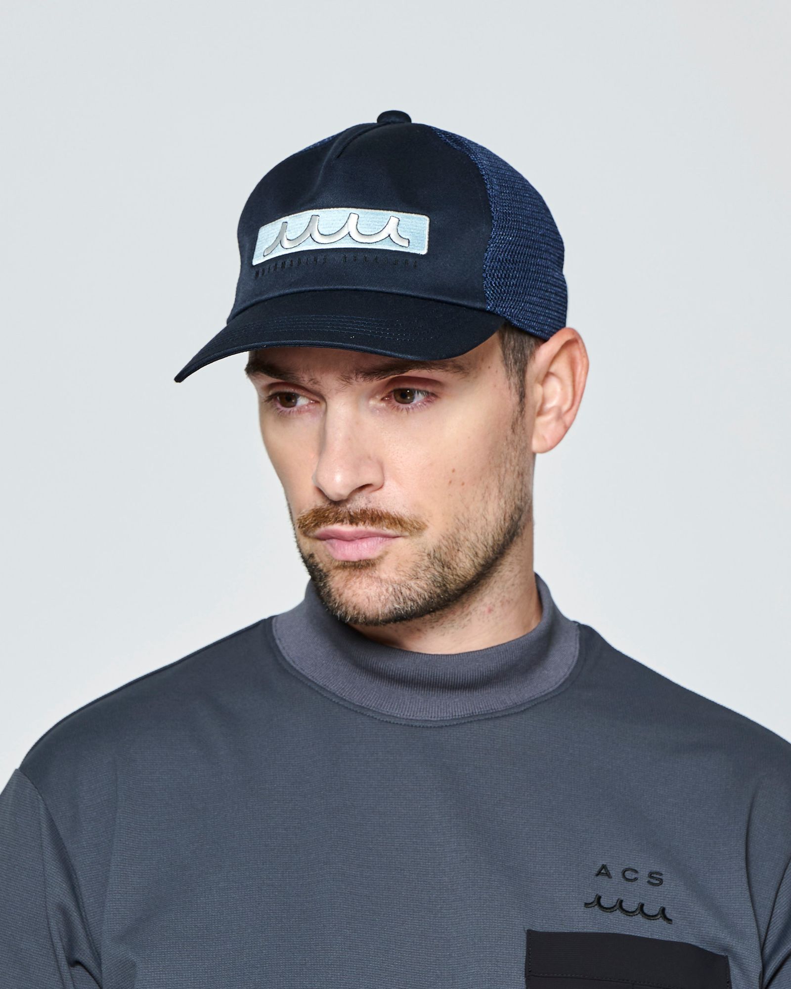 ☆先行予約☆muta MARINE × ACANTHUS  / ボックスロゴメッシュキャップ /  Box Logo Mesh Cap / NAVY【MA2721】