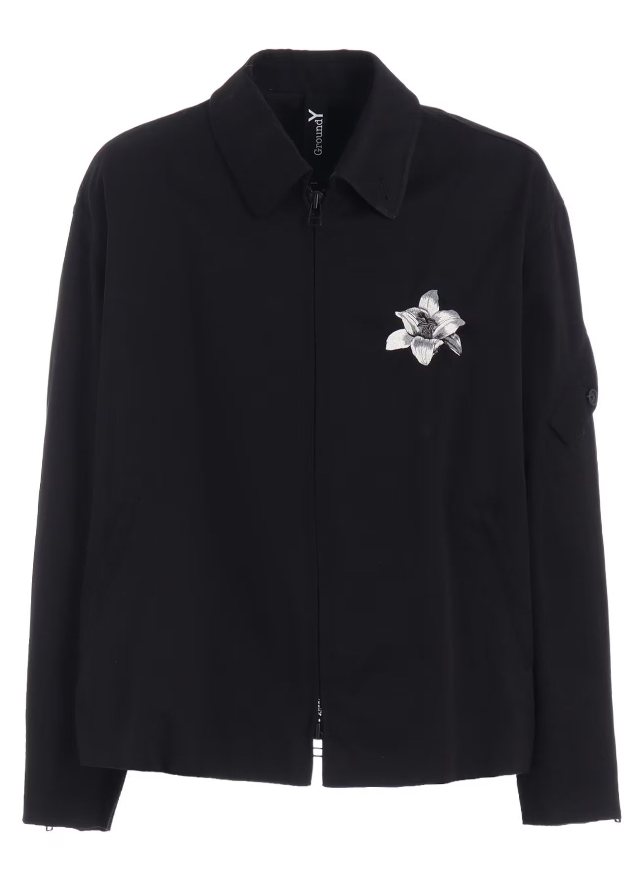 WHIPCORD LILY EMBROIDERED SOUVENIR JACKET / BLACK x WHITE [GQ-J06-032-2]