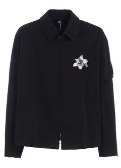 WHIPCORD LILY EMBROIDERED SOUVENIR JACKET / BLACK x WHITE [GQ-J06-032-2]