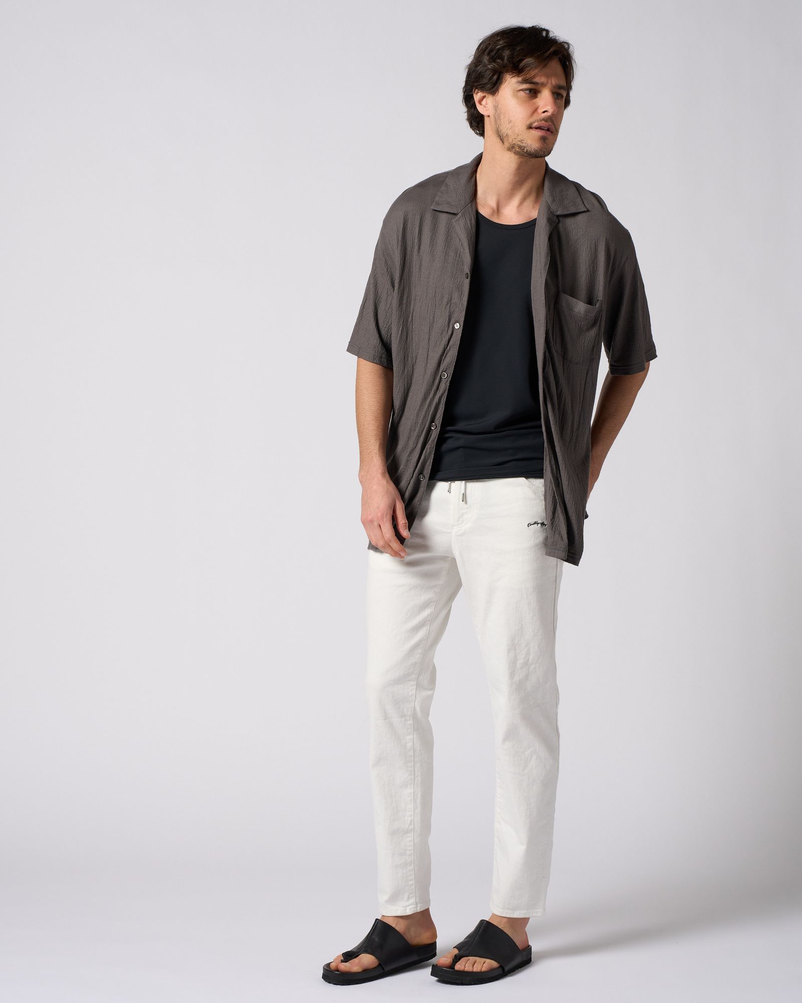 ☆先行予約☆ オープンカラーシャツ /  ex.comfy wool open collar shirt / STEAL GRAY[4910 wn08i]