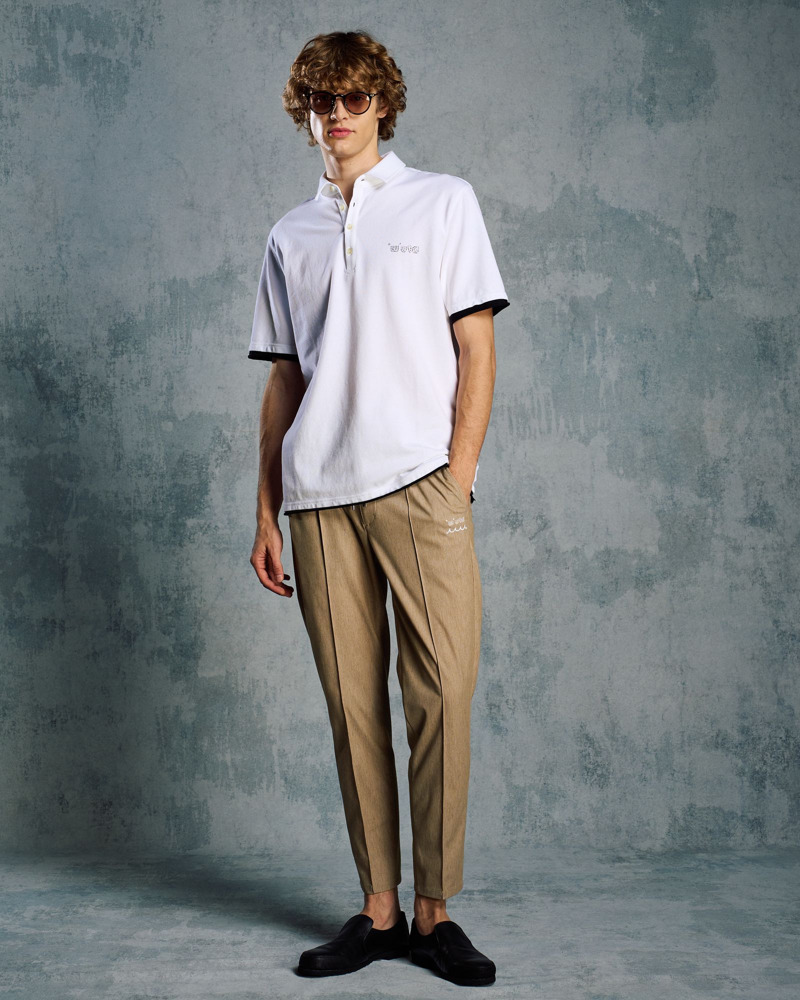 ☆先行予約☆ muta × wjk  / カットオフ ポロシャツ / cut-off polo S/S(printed)T / WHITE [705 mw04i]