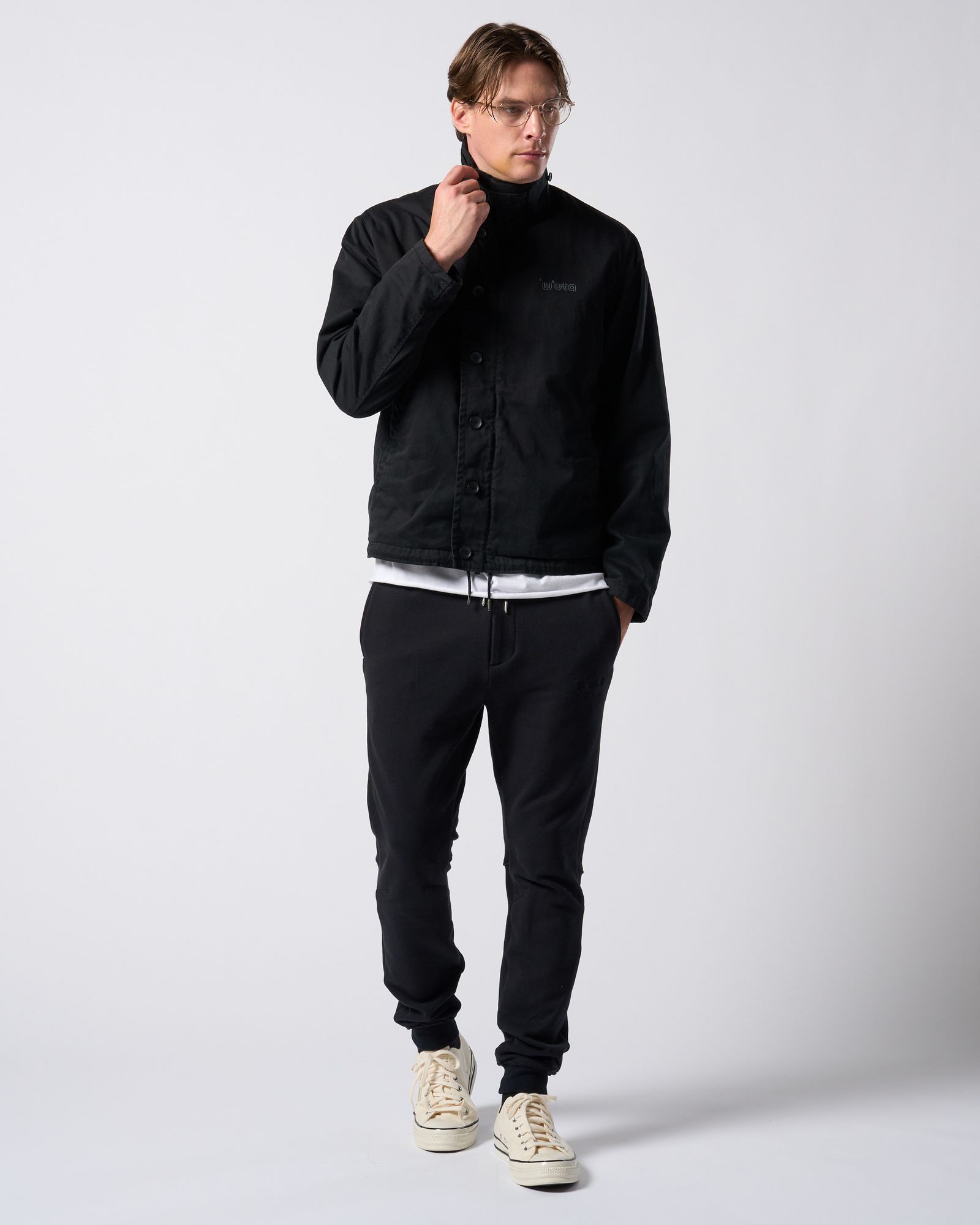 ☆先行予約☆ muta × wjk  / 高密度ストレッチ裏毛リブスウェットパンツ / super urake rib sweat pants / BLACK [503 mw07j]