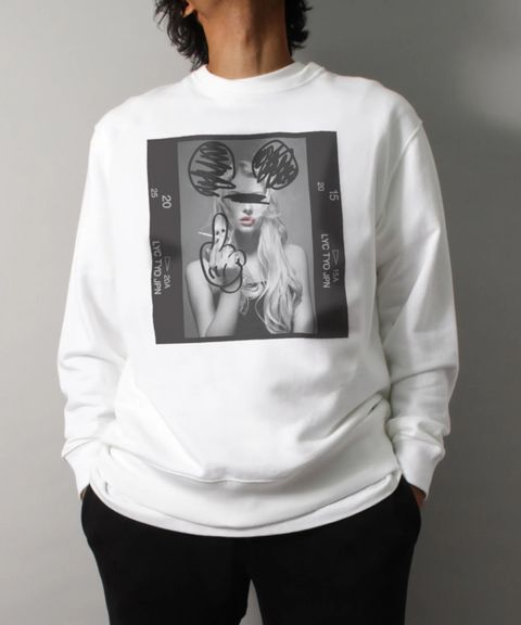 [SMOKING&DOODLING] ライト・スウェット・クルーネック / スウェット /トレーナー / WHITE [243818RG]
