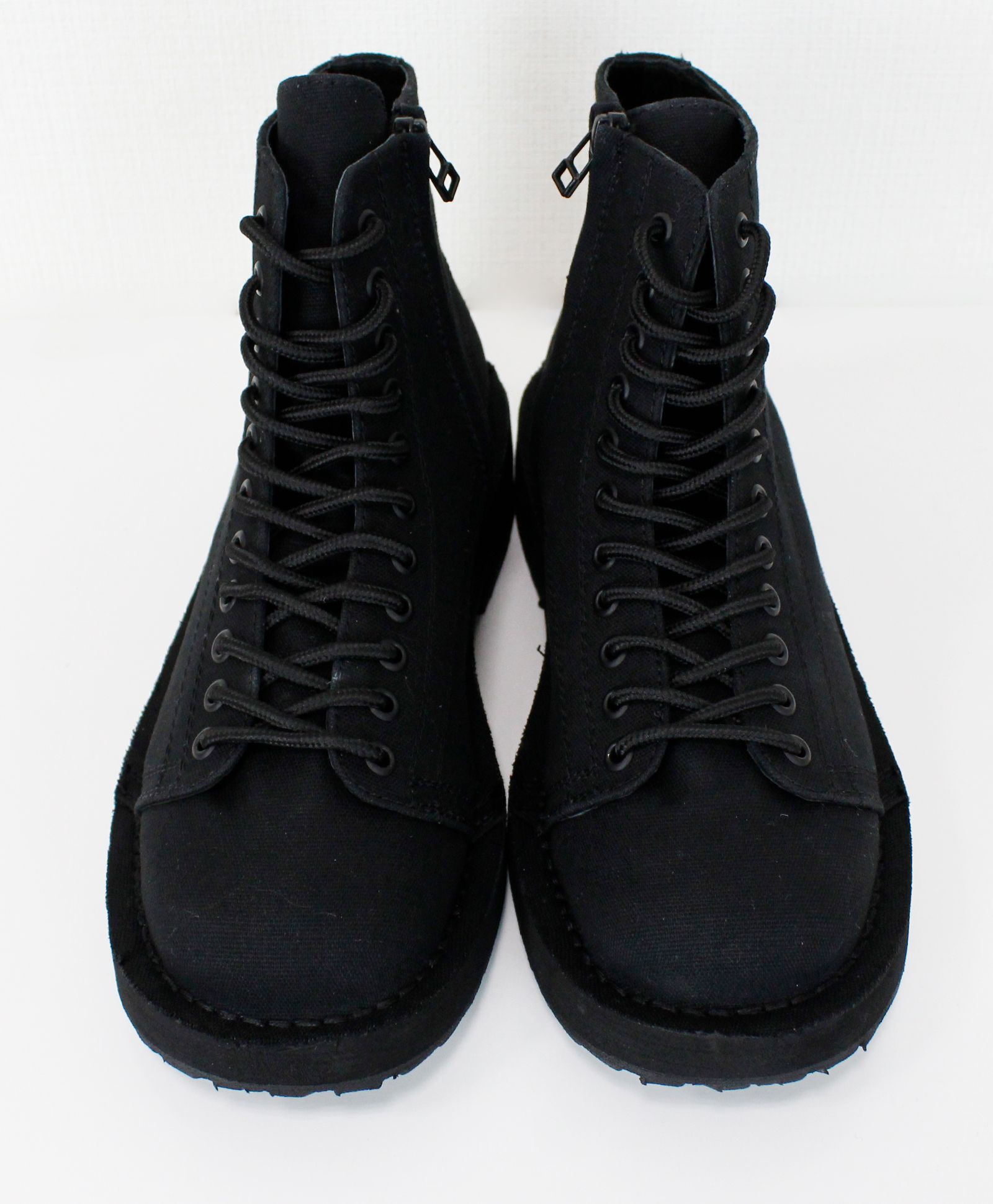 COTTON CANVAS LACE-UP BIKER BOOTS / コットンキャンバス レースアップ バイカーブーツ / BLACK [GA-E01-060-1]