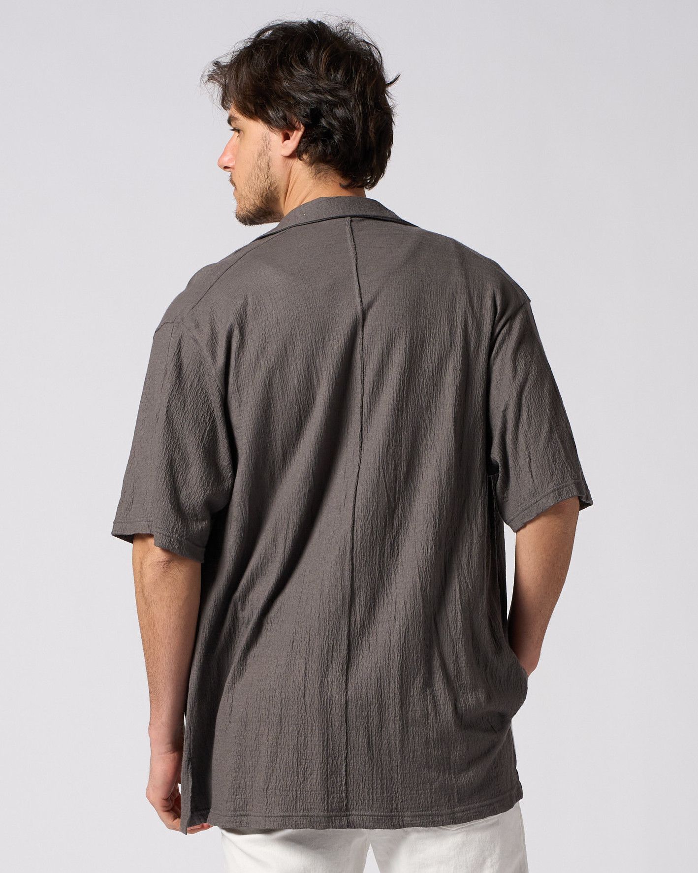 ☆先行予約☆ オープンカラーシャツ /  ex.comfy wool open collar shirt / STEAL GRAY[4910 wn08i]