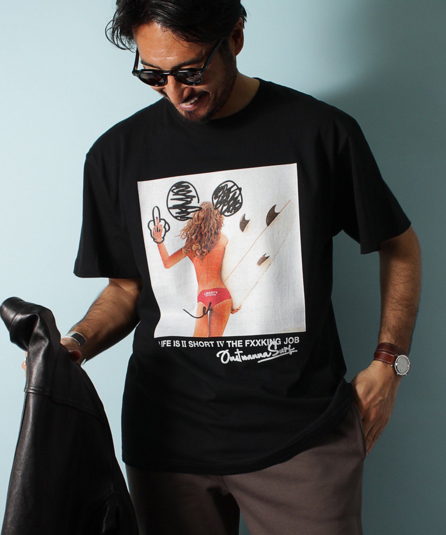 [JUST WANNA SURF] Tシャツ / BLACK [231033HM]