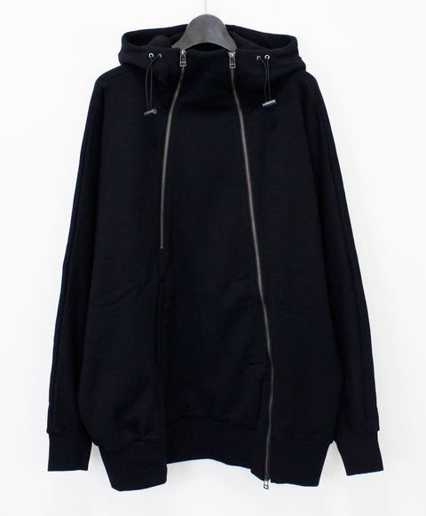HEAVY LINING DOUBLE ZIPPER HOODIE / BLACK [GJ-T19-032-2]