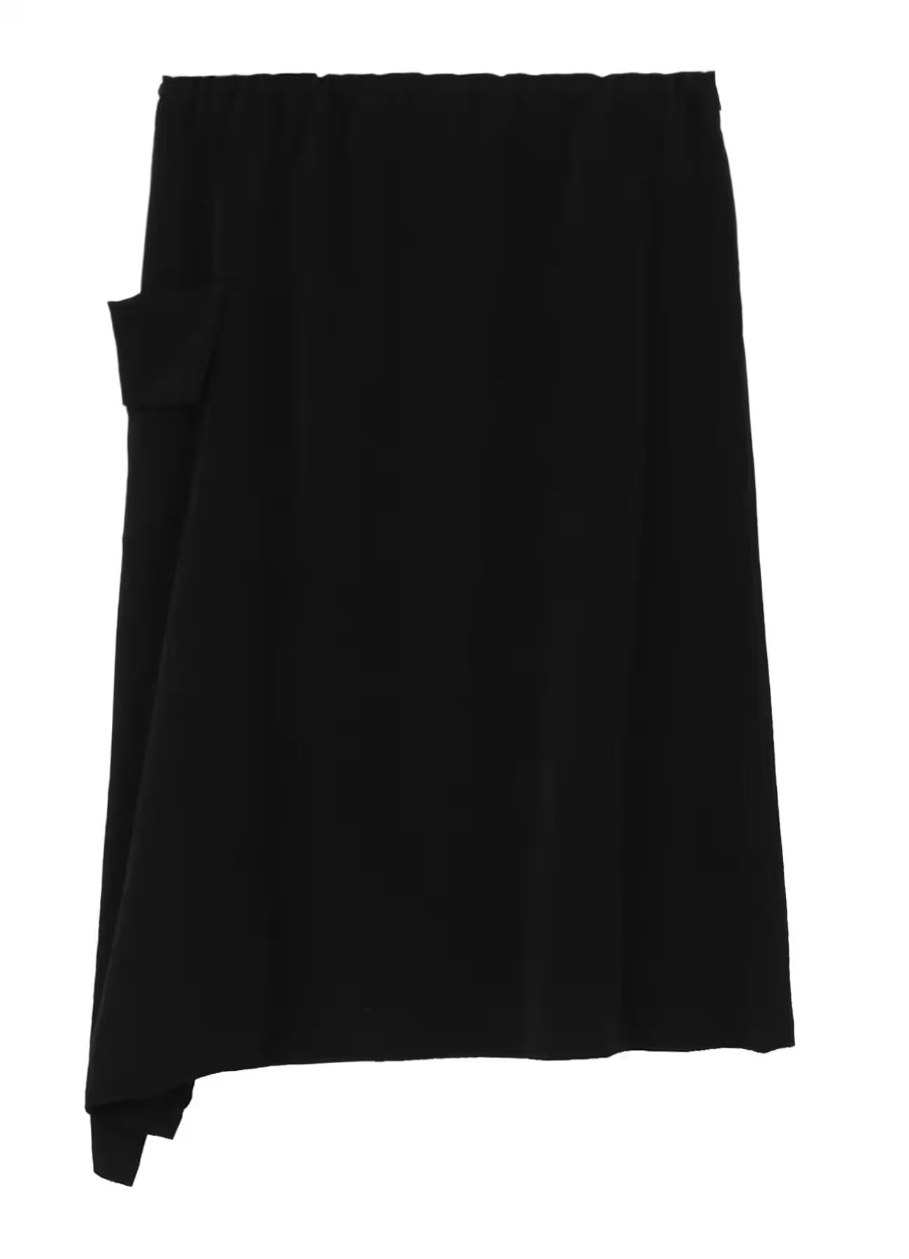 CREPE de CHINE LEFT DROP GATHER SKIRT / BLACK  [GW-S02-500-1]