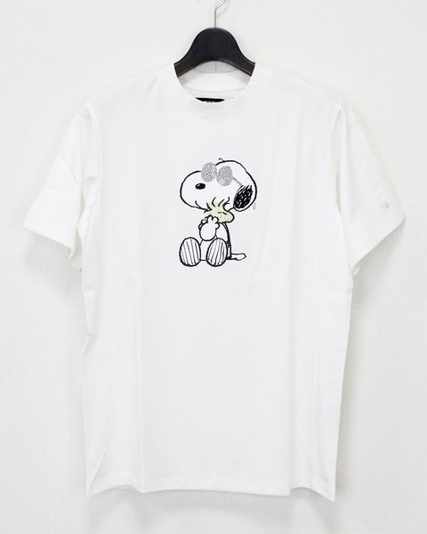 1PIU1UGUALE3 RELAX × PEANUTS / スヌーピー ラインストーン半袖Tシャツ / ホワイト【UST-26095】