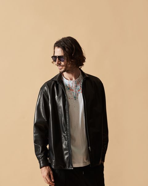 ☆先行予約☆レザージップシャツジャケット /  Leather Zip Shirt Jacket / BLACK【L2601】