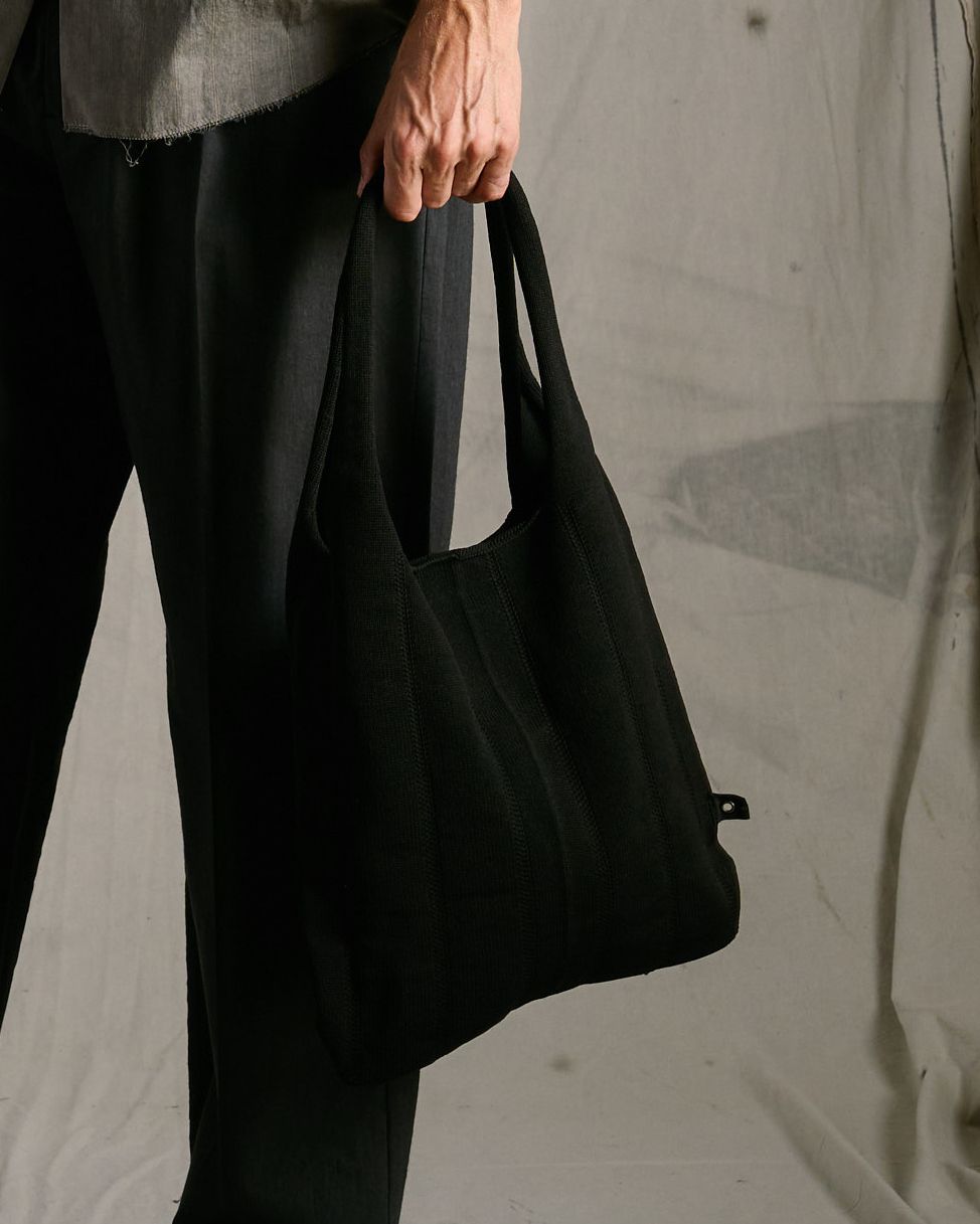 ☆先行予約☆ wjk  / ストライプニットバッグ / stripe knit bag / black【8005 kw86k】