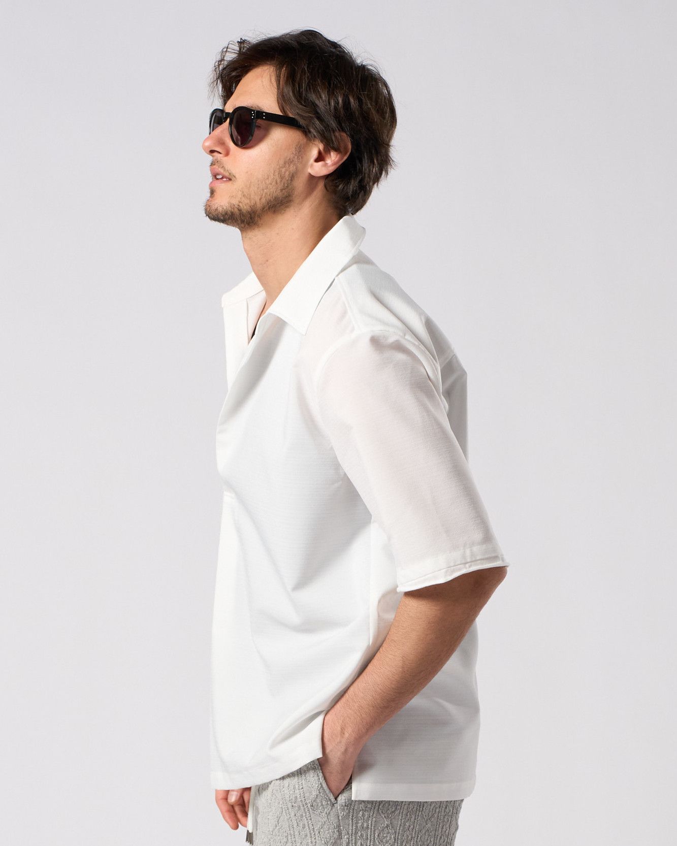 ☆先行予約☆ スキッパー シャツハーフスリーブシャツ /  skipper shirt H/S / WHITE [4907 pe49i]