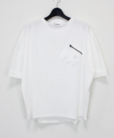 胸ポケットZIPショートスリーブTシャツ / ホワイト【341038】