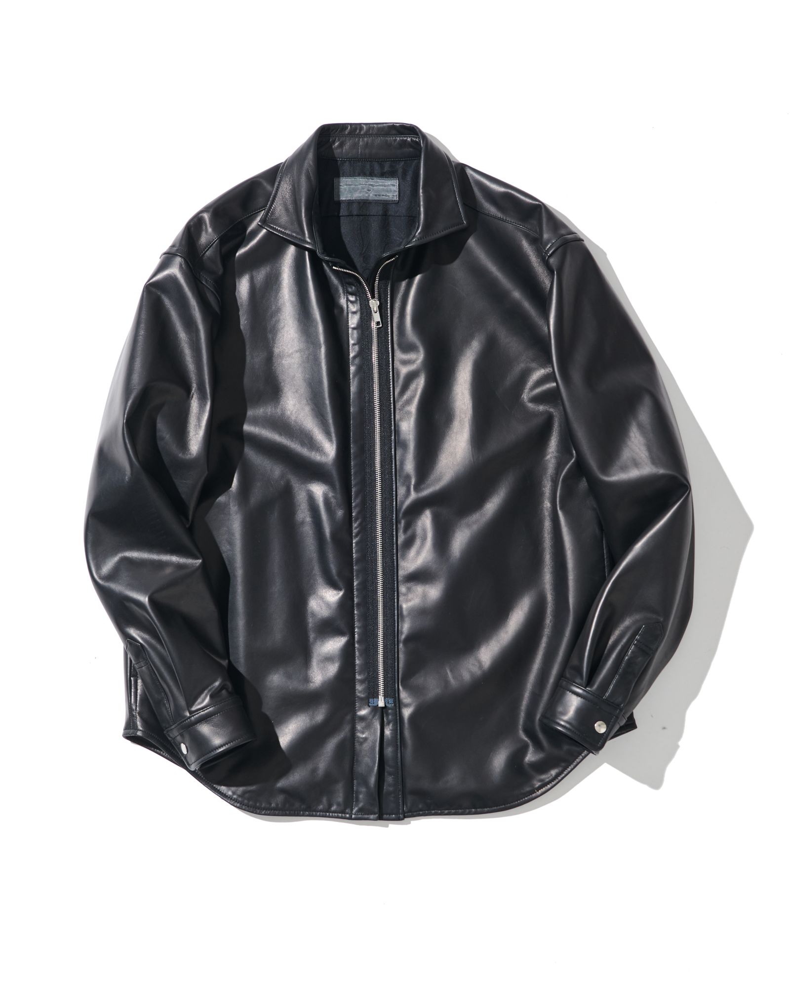 ☆先行予約☆レザージップシャツジャケット /  Leather Zip Shirt Jacket / BLACK【L2601】