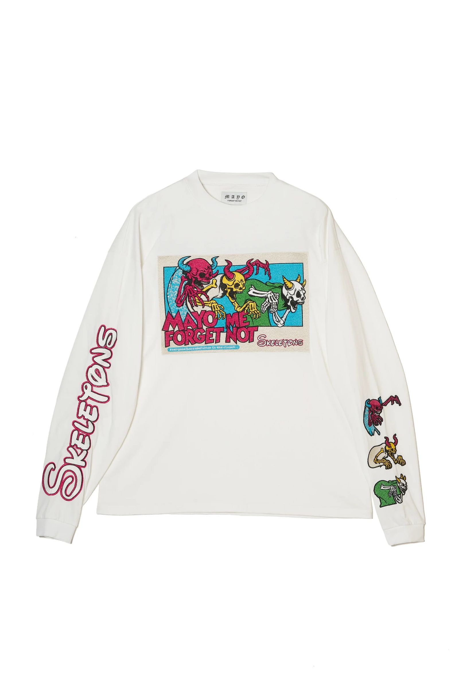 スケルトンズ 刺繍ロンT / A SKELETON IN THE CLOSET EMBROIDERY LONG SLEEVE TEE  / ホワイト [26MY-SLT002]