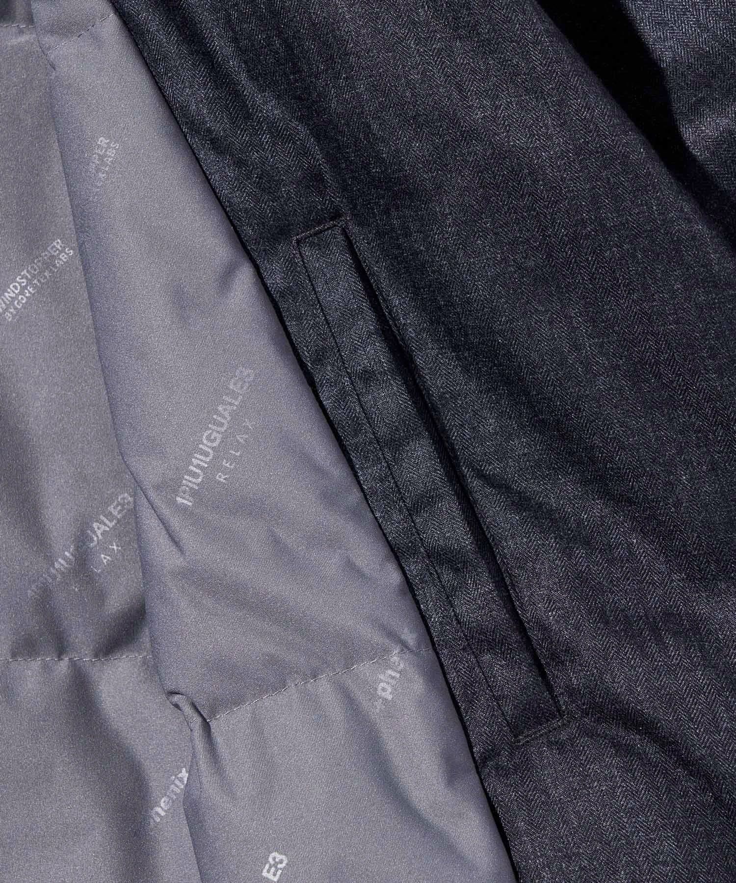 ☆先行予約☆1PIU1UGUALE3 RELAX × +phenix / ウールライクロングダウンコート WINDSTOPPER プロダクト by GORE-TEX LABS /ウィンドストッパー / ゴアテックス  / ブラック【USO-26150】