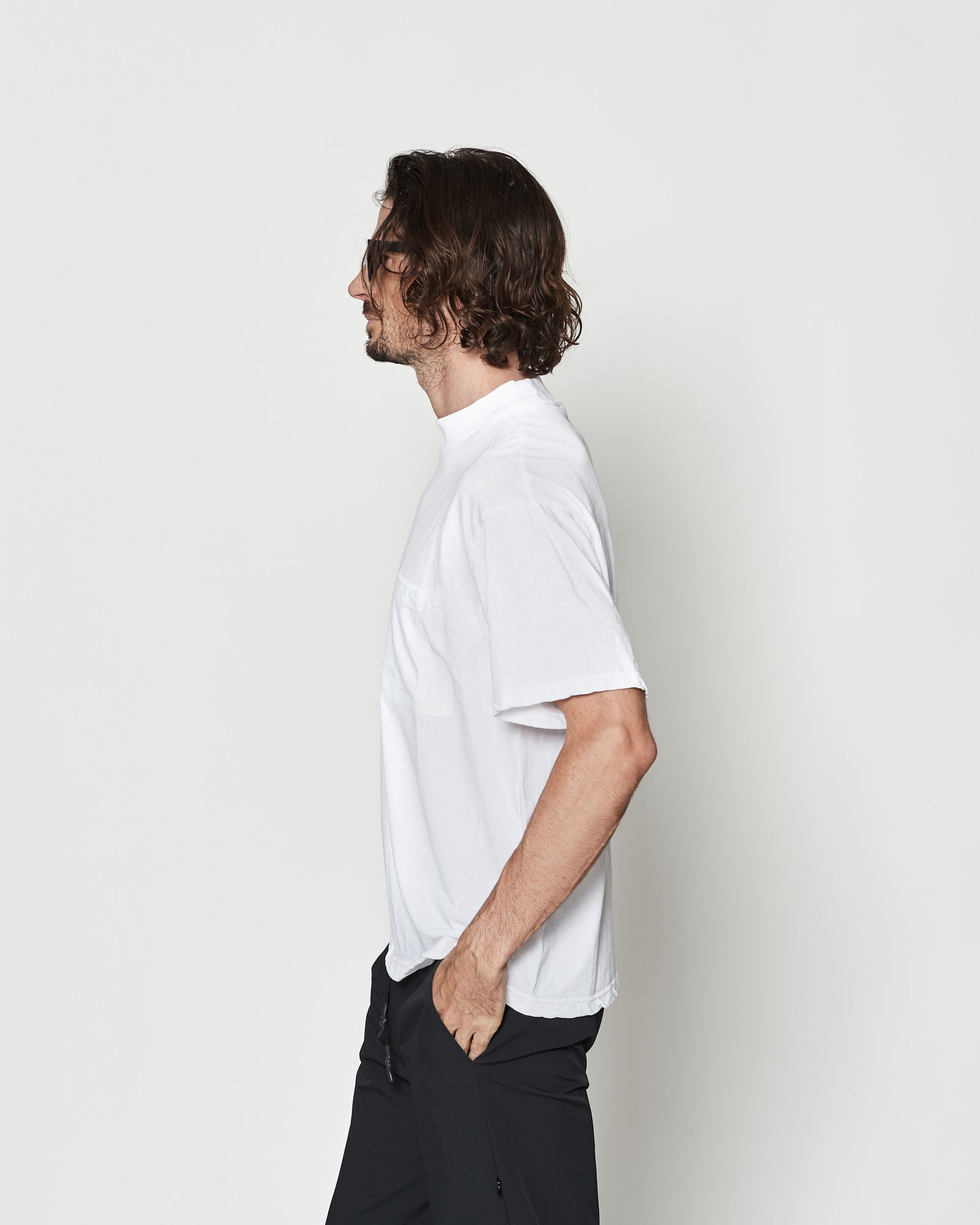☆先行予約☆ モックネックポケットTシャツ  / Mock Neck Pocket Tee / WHITE 【CT2608】