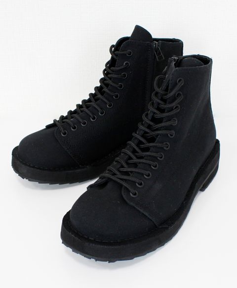 COTTON CANVAS LACE-UP BIKER BOOTS / コットンキャンバス レースアップ バイカーブーツ / BLACK [GA-E01-060-1]