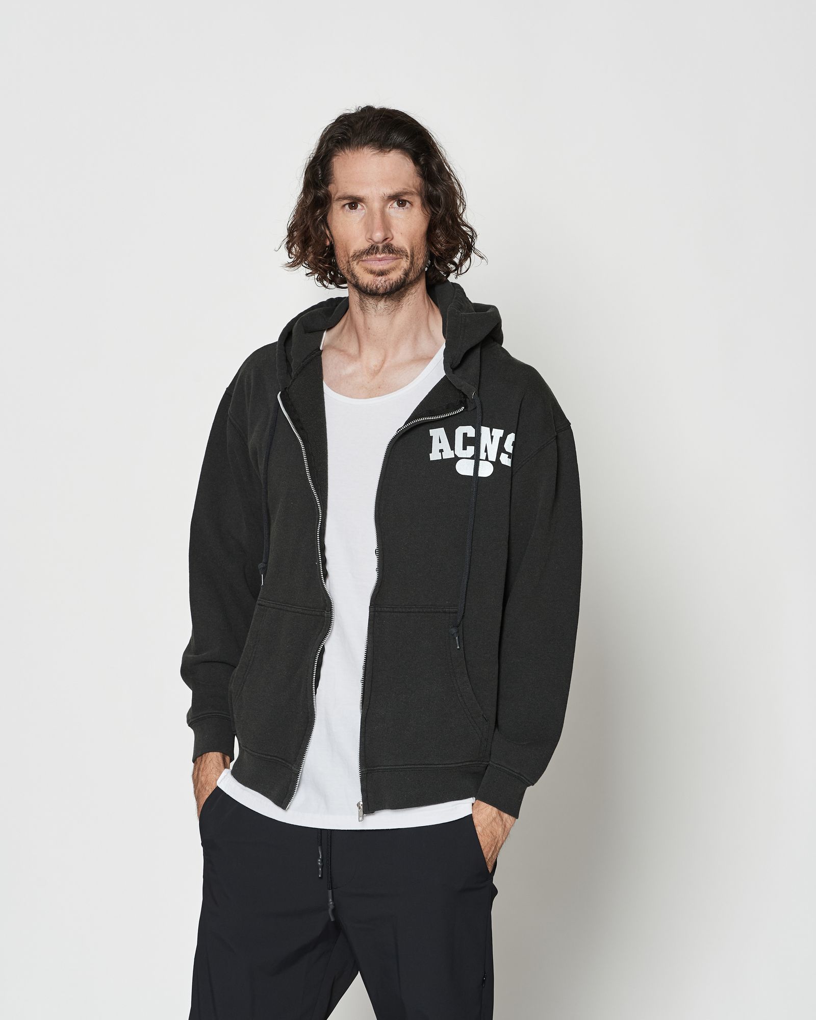 ☆先行予約☆ エイジングカレッジロゴ スウェットジップフーディー / パーカー / Aging College Logo Zip Up Hooded Sweatshirt / BLACK【HJ2601】