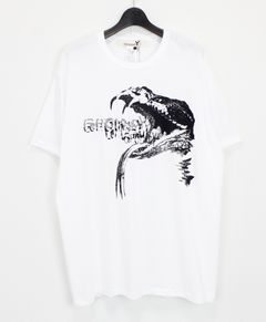 COTTON JERSEY SNAKE GRAPHIC T-SHIRT / WHITE [GL-T71-070-1-03]