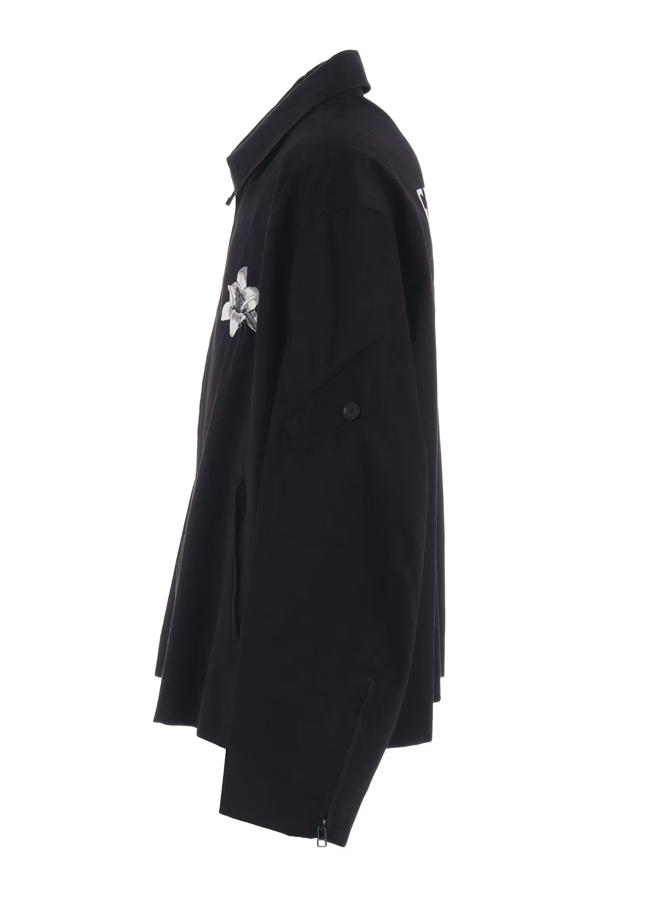 WHIPCORD LILY EMBROIDERED SOUVENIR JACKET / BLACK x WHITE [GQ-J06-032-2]