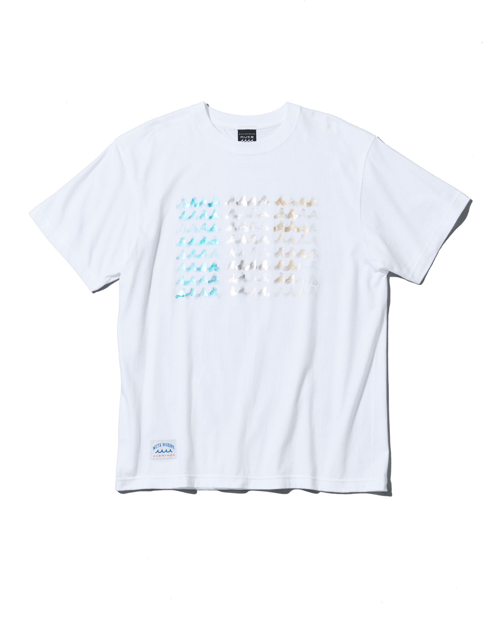☆先行予約☆muta MARINE × ACANTHUS  / フォイルプリントロゴTシャツ / Foil Print Wave Logo Tee / WHITE 【MA2621】
