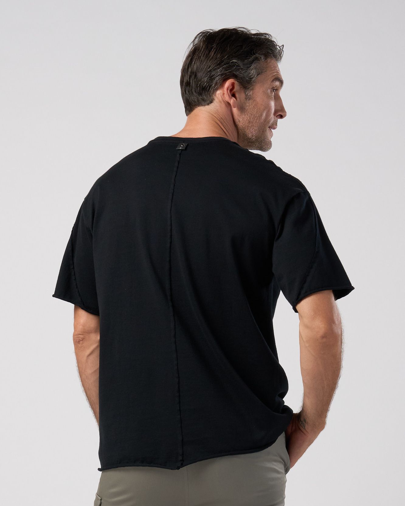 ☆先行予約☆ wjk  / ペーパープリント加工カットオフ半袖Tシャツ / paper print dust cut-off S/S / black【7153 lj93k】