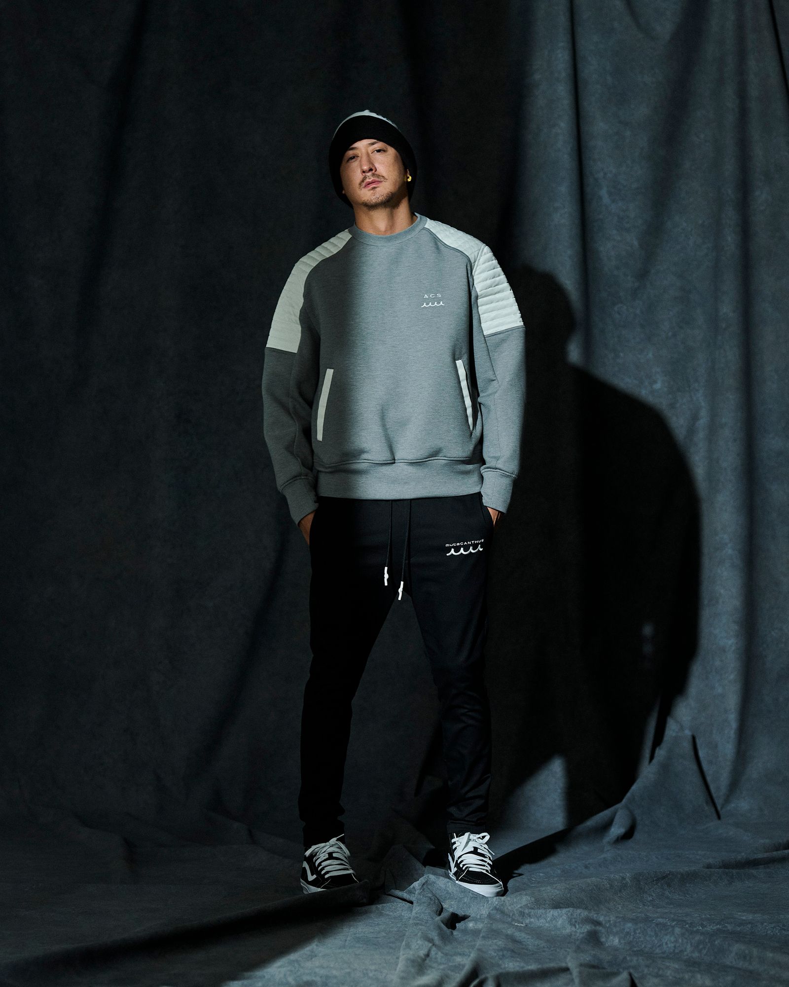 ☆先行予約☆ muta MARINE × ACANTHUS / バイカークルーネック / Double-knit Biker Crew Neck / GREY 【MA2666】