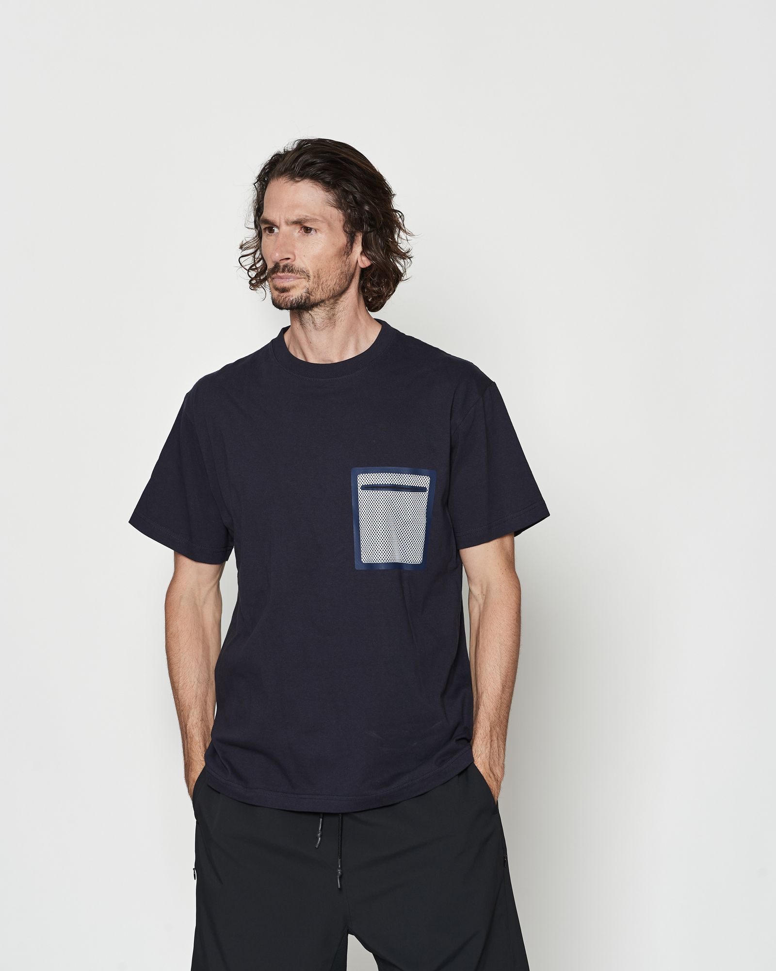 ☆先行予約☆ メッシュトリミングポケットTシャツ  /  Mesh Trimming Pocket Tee / NAVY【CT2605】