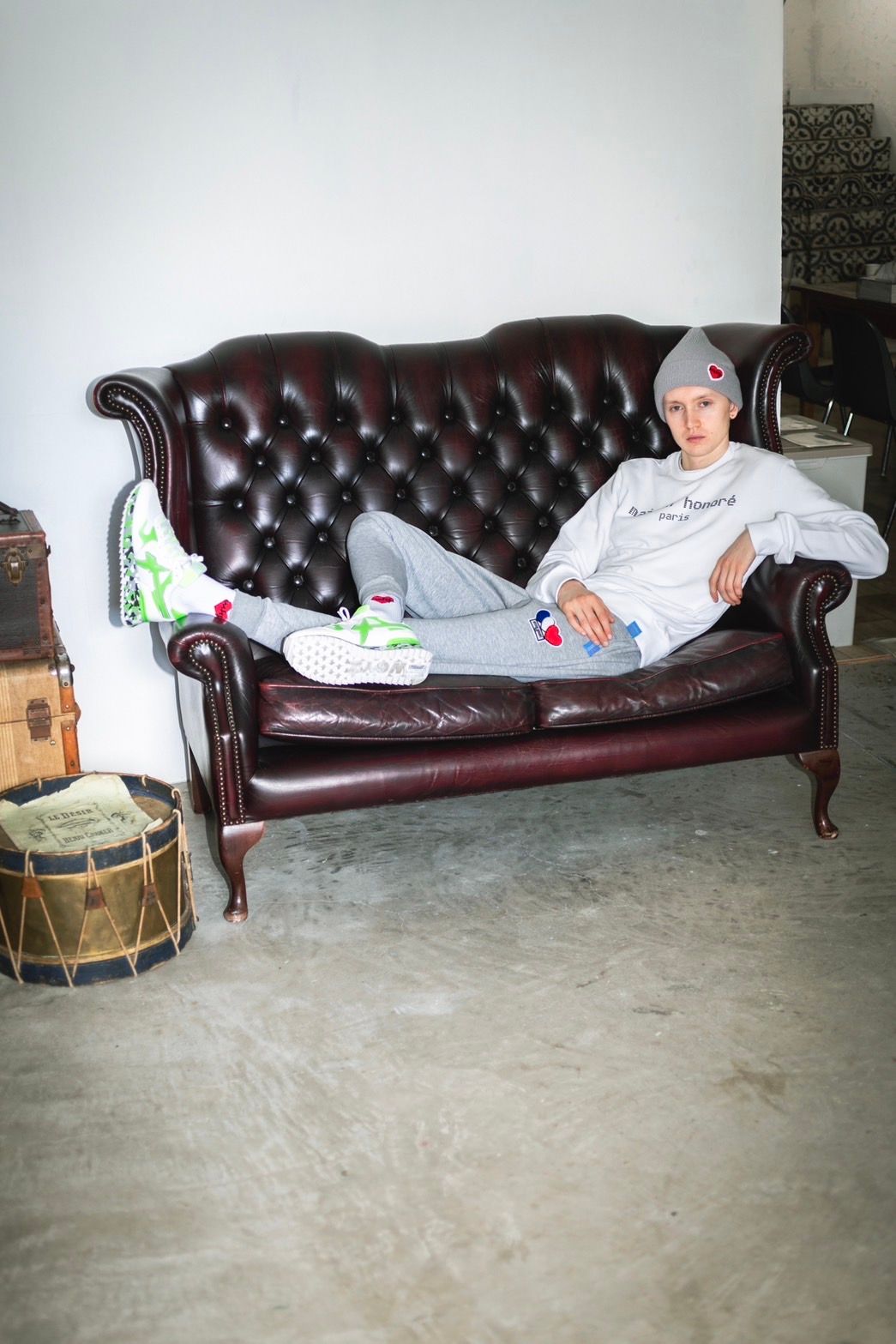3ハートパッチダンボールパンツ / 3Heart Patch Cardboard  Pants / GREY