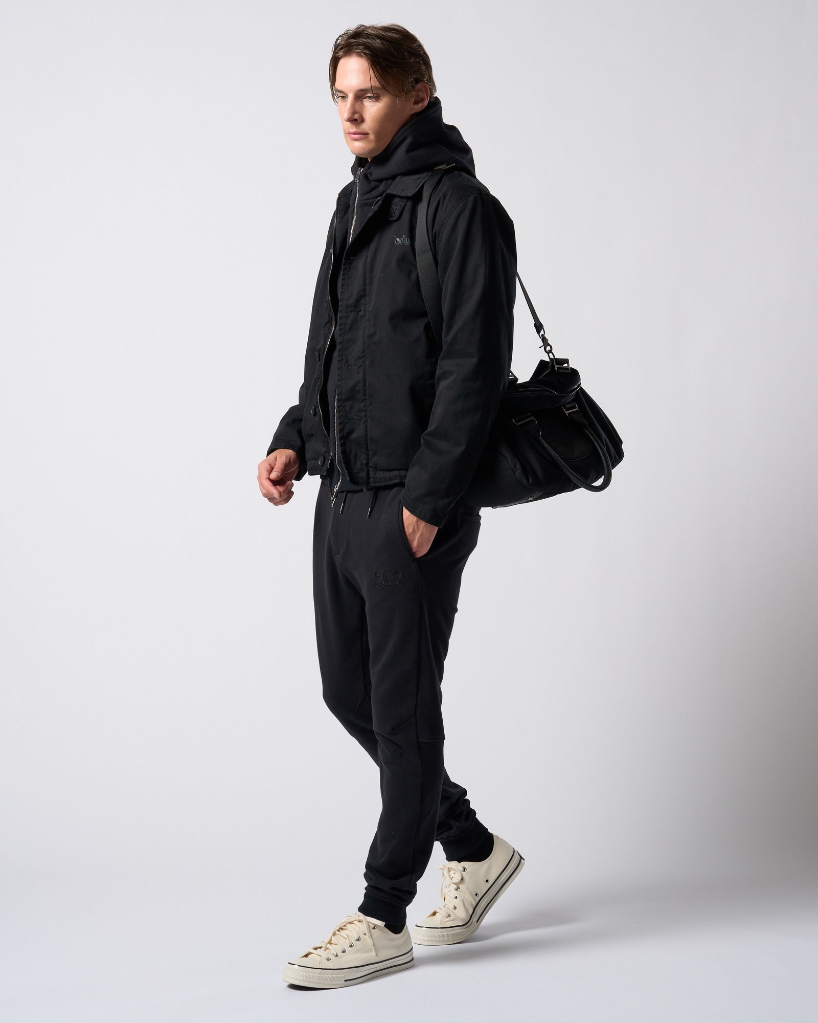 ☆先行予約☆ muta × wjk  / 高密度ストレッチ裏毛リブスウェットパンツ / super urake rib sweat pants / BLACK [503 mw07j]