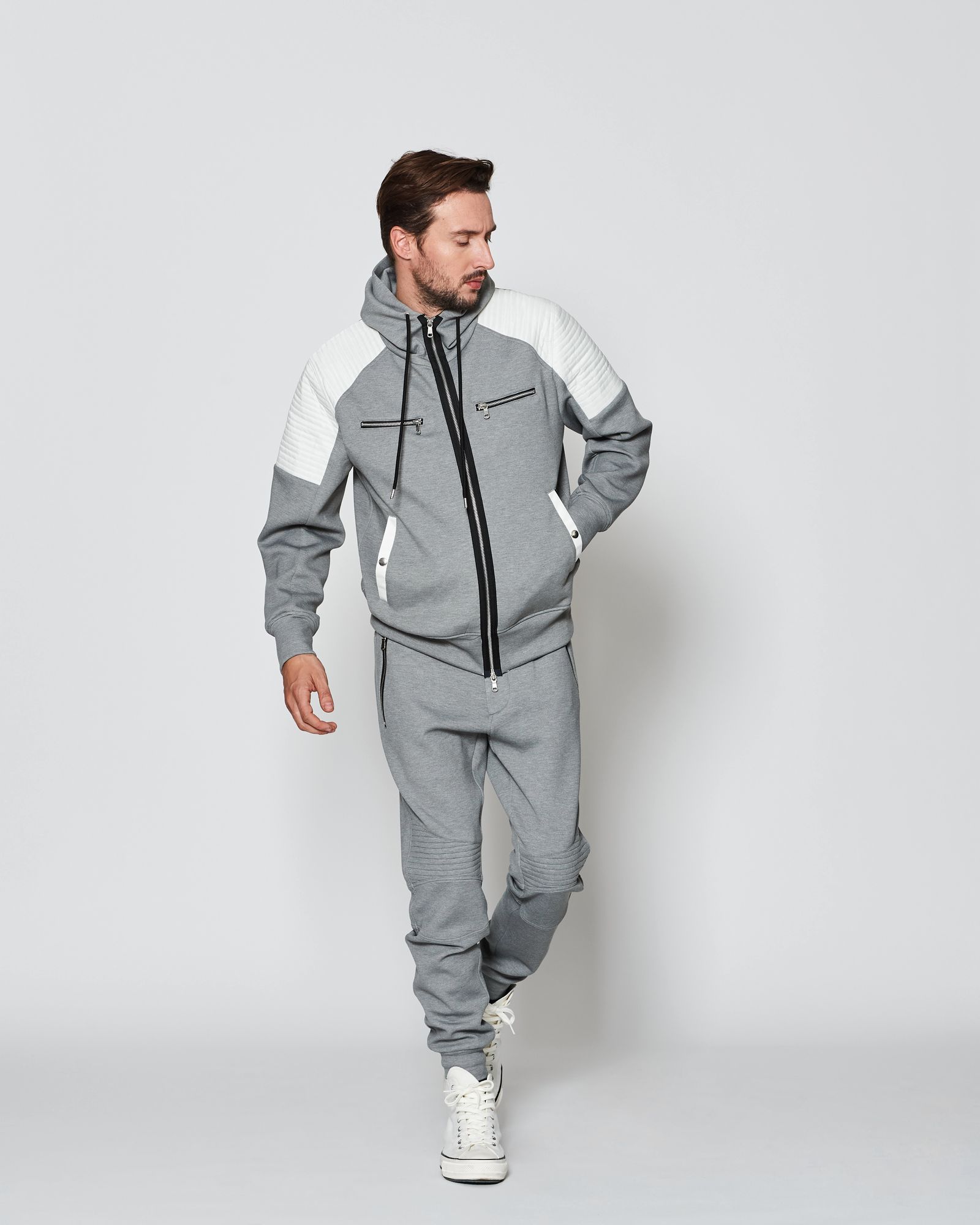 Double-knit Biker Hoodie / バイカーフーディ / GRAY 【DK2501】