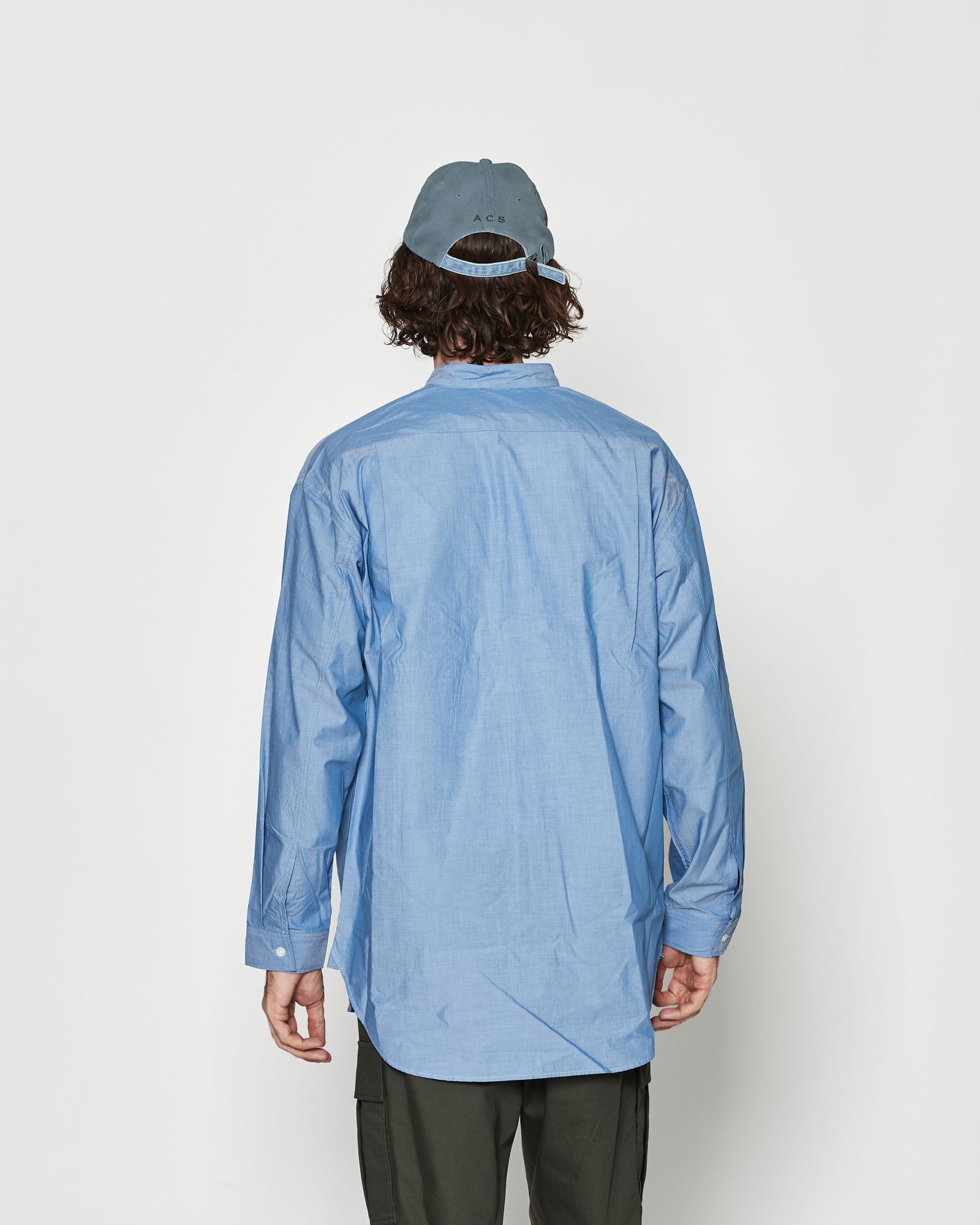 ☆先行予約☆ オーバーサイズバンドカラーシャツ / Oversized Band Collar Shirt / BLUE【SH2602】