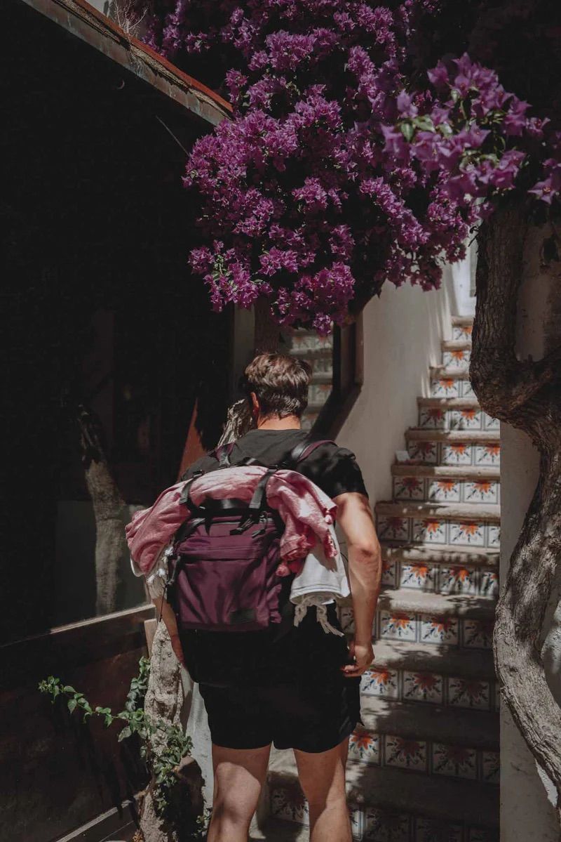 リュック バックパック ハンド ショルダー バッグ 2WAY / イースト+ウェスト リサイクルナイロン 防水 / Mサイズ / バーガンディ [ZAEWRM165 VINACCIA]