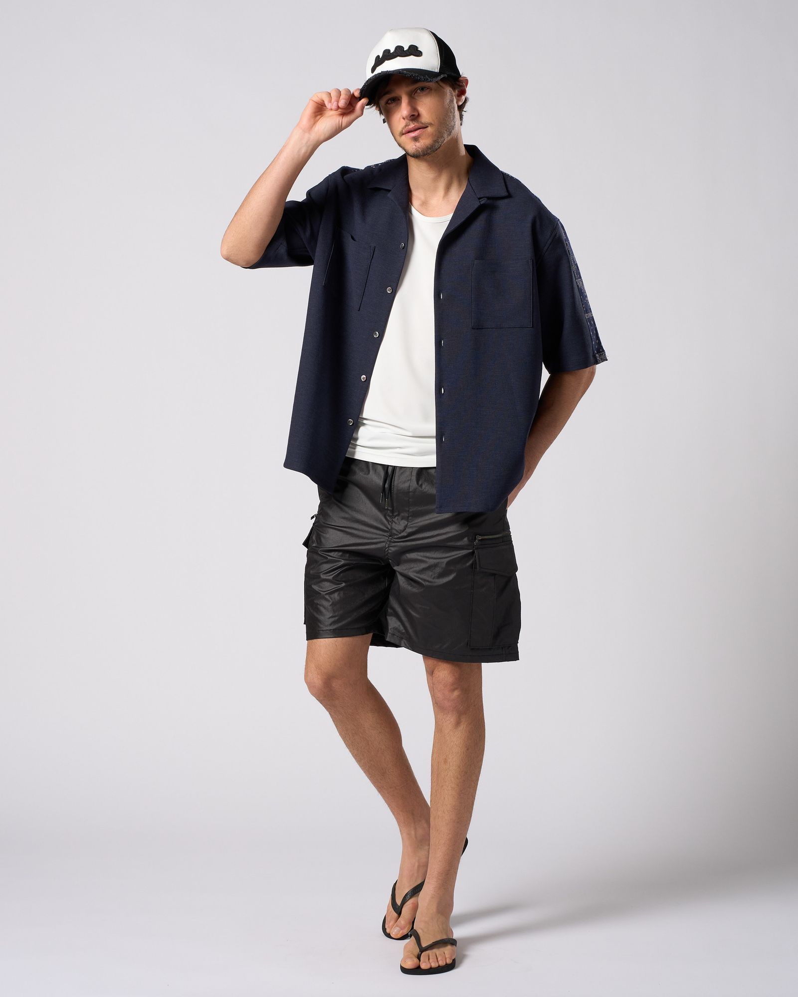 ☆先行予約☆ muta × wjk  / ウェーブ カットオフ メッシュキャップ / wave cut-off mesh cap / BLACK x WHITE 【810 mw05i】