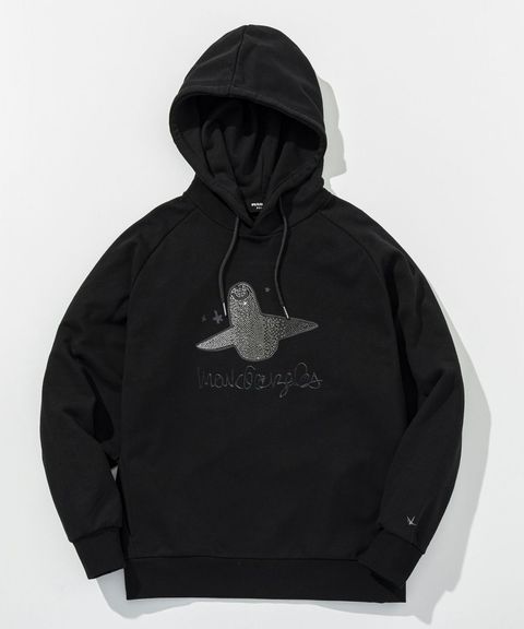 1PIU1UGUALE3 RELAX × Mark Gonzales / グラデーションラインストーンフーディー / パーカー / ブラック【UST-26015】