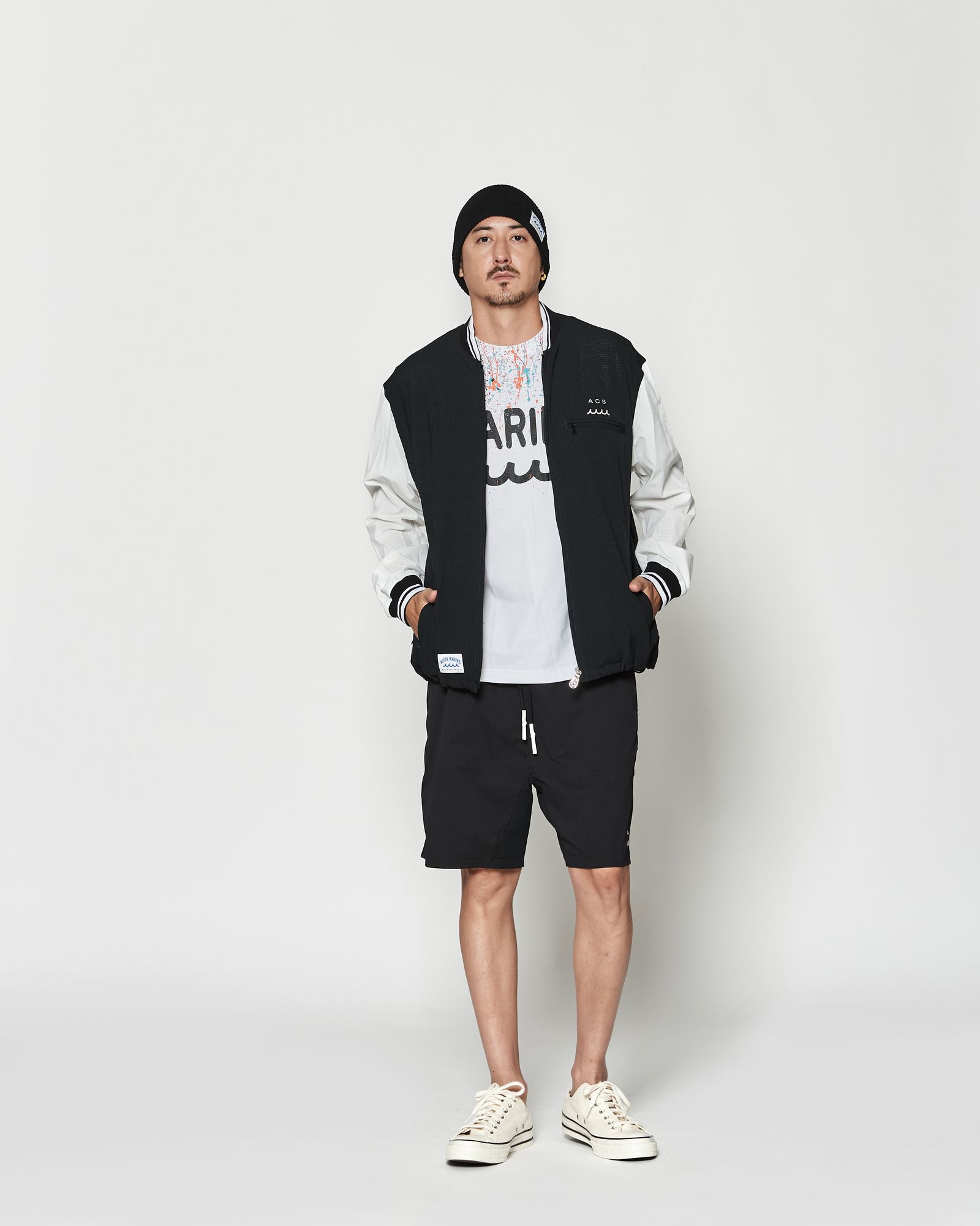 ☆先行予約☆muta MARINE × ACANTHUS  / Dot Air®ベンチレーションジャケット / Dot Air® Ventilation Jacket / BLACK WHITE【MA2603】