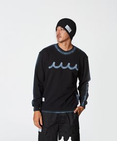 ACANTHUS × muta MARINE / muta Spray Line Crewneck / スプレーライントレーナー / BLACK 【MA2509】