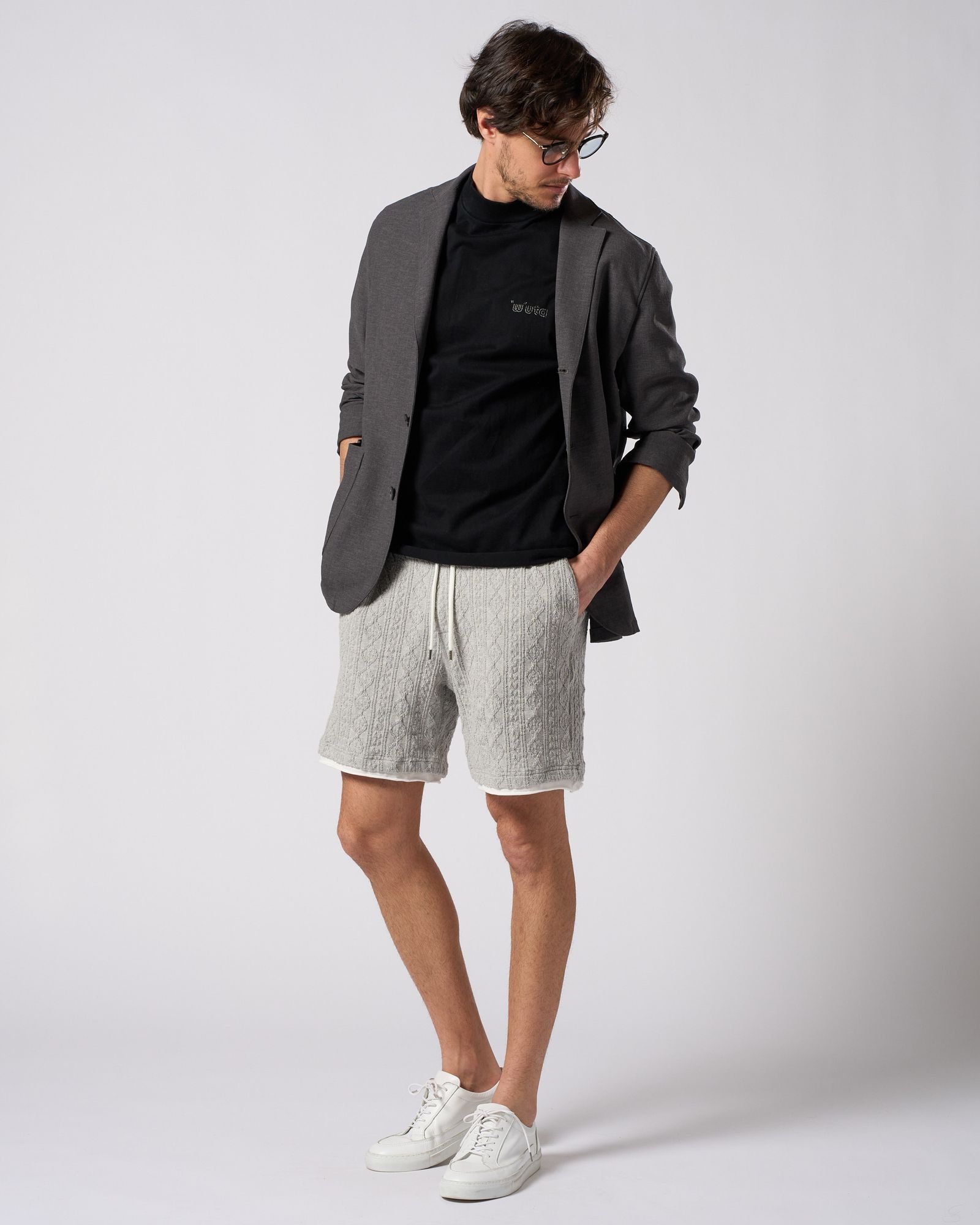 ☆先行予約☆ muta × wjk  / カットオフ モックネックシャツ / cut-off mock S/S(printed) / DEEP BLACK [704 mw03i]