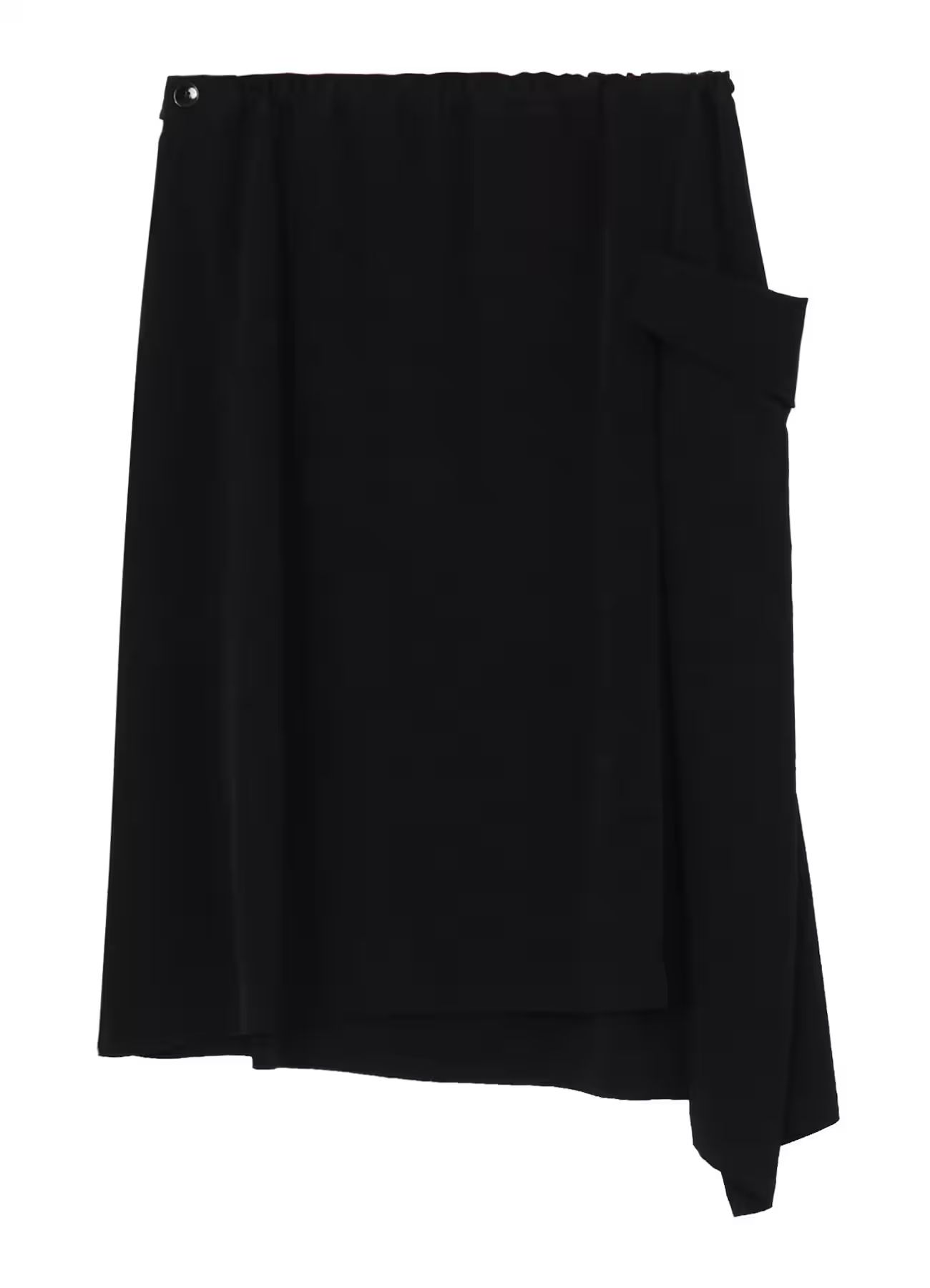 CREPE de CHINE LEFT DROP GATHER SKIRT / BLACK  [GW-S02-500-1]