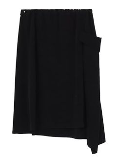 CREPE de CHINE LEFT DROP GATHER SKIRT / BLACK  [GW-S02-500-1]
