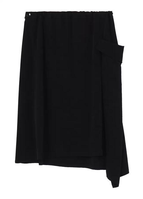 CREPE de CHINE LEFT DROP GATHER SKIRT / BLACK  [GW-S02-500-1]